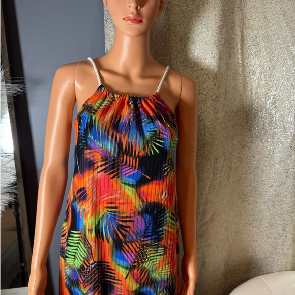 Love Red and Blue Sleeveless Maxi Dress with Slit - Picture 2 of 8